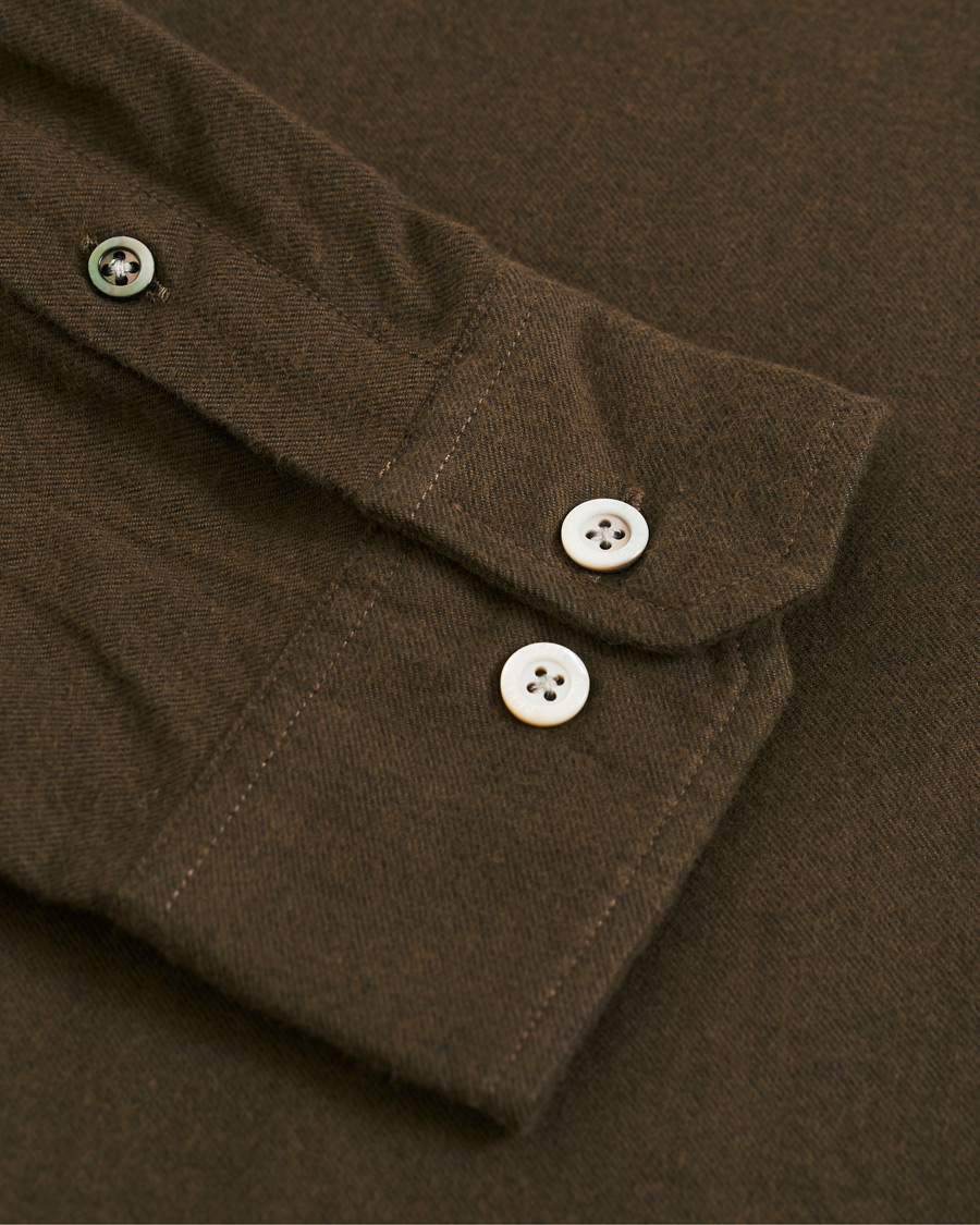 Herr | Skjortor | Norse Projects | Anton Brushed Flannel Shirt Dark Green