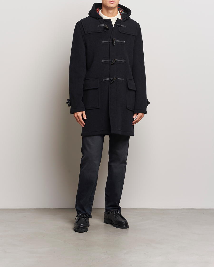 Herr | Jackor | Gloverall | Morris Duffle Coat Black/Royal Stewart