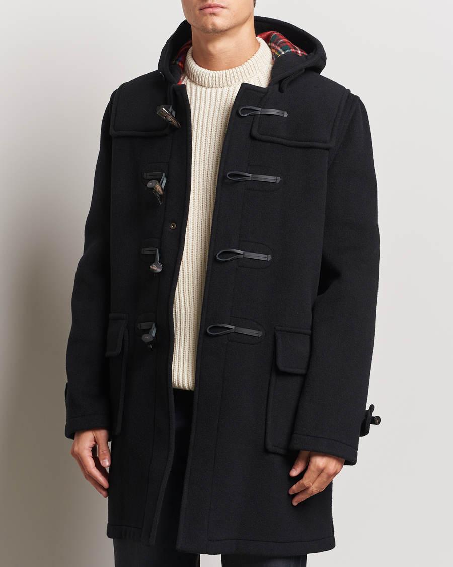Herr | Jackor | Gloverall | Morris Duffle Coat Black/Royal Stewart