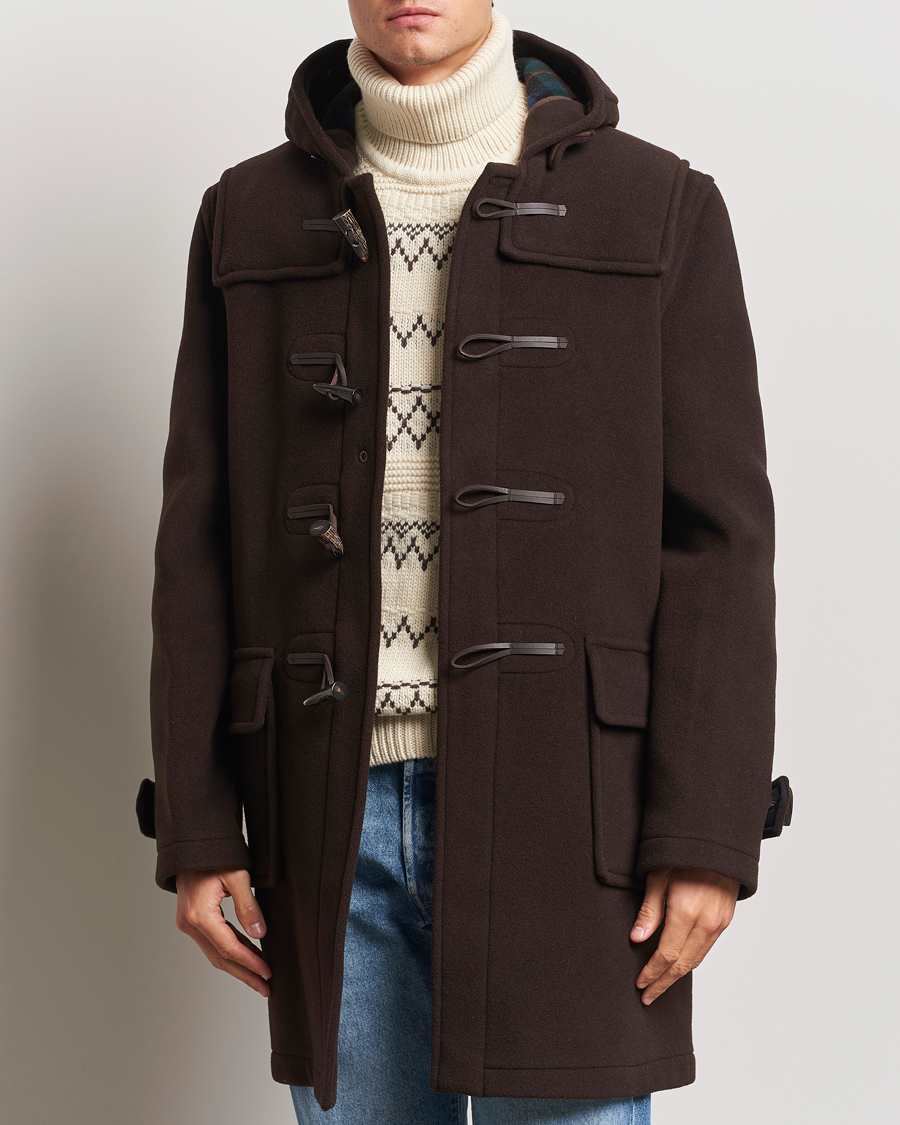 Herr | Jackor | Gloverall | Morris Duffle Coat Brown/Tartan