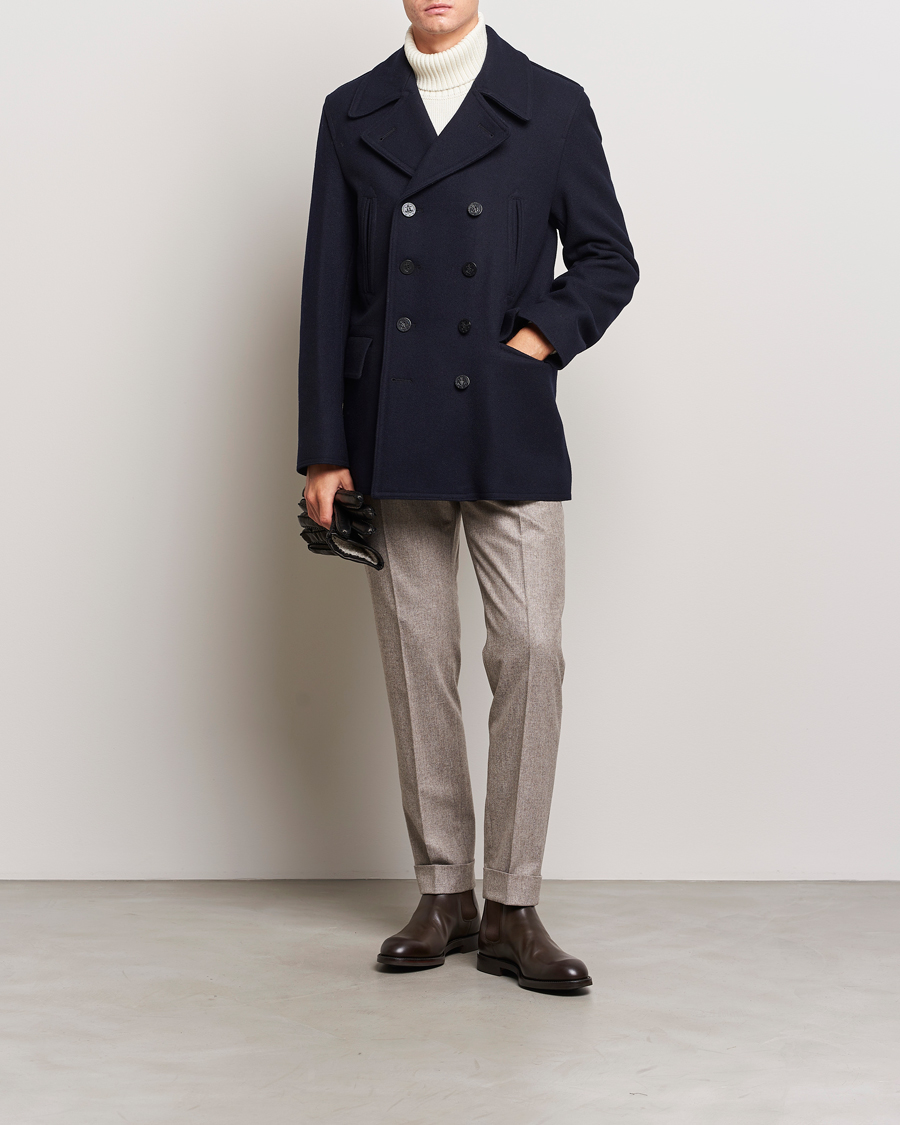 Herr | Jackor | Gloverall | Churchill Reefer Peacoat Navy