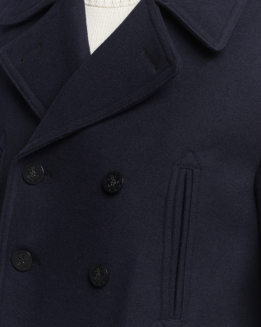Herr | Jackor | Gloverall | Churchill Reefer Peacoat Navy