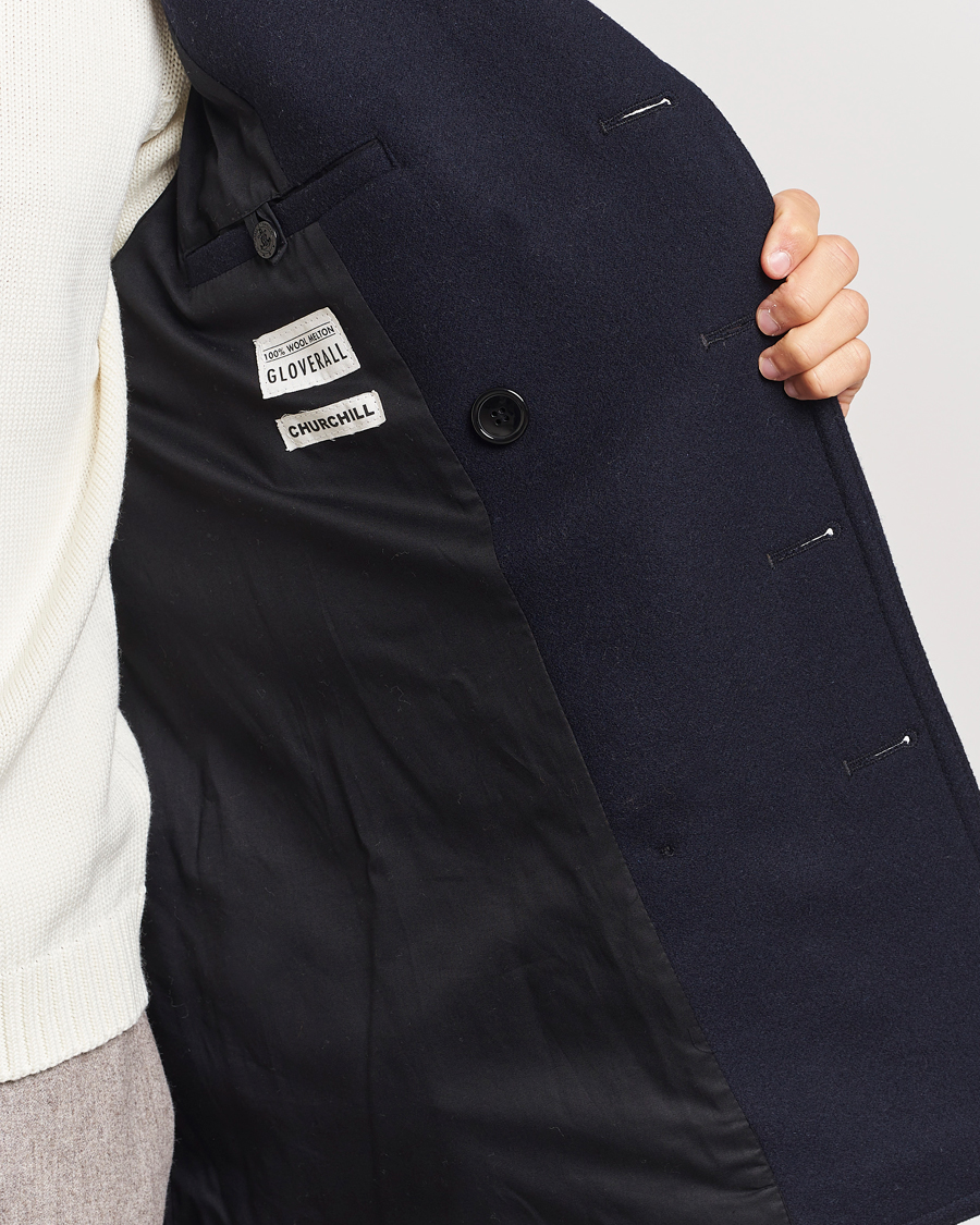 Herr | Jackor | Gloverall | Churchill Reefer Peacoat Navy