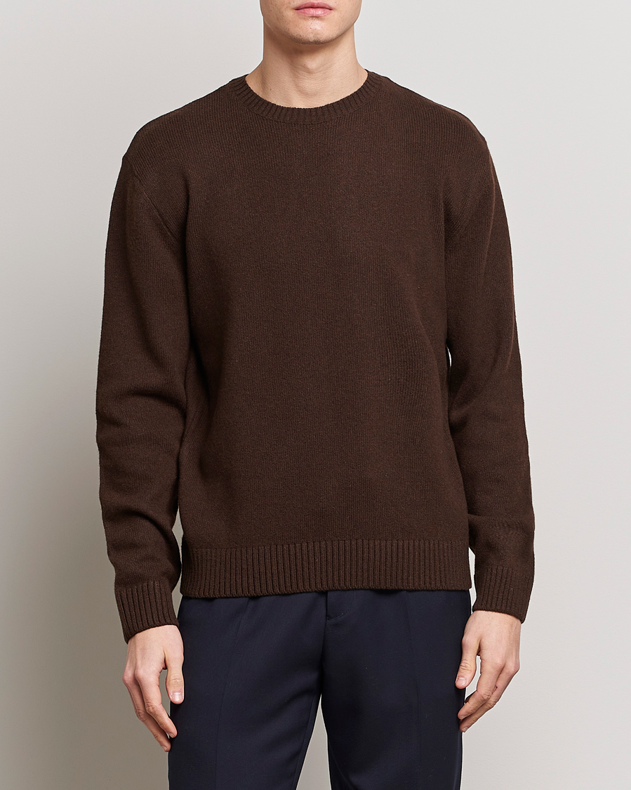 Herr | Stickade tröjor | Colorful Standard | Classic Merino Wool Crew Neck Coffee Brown