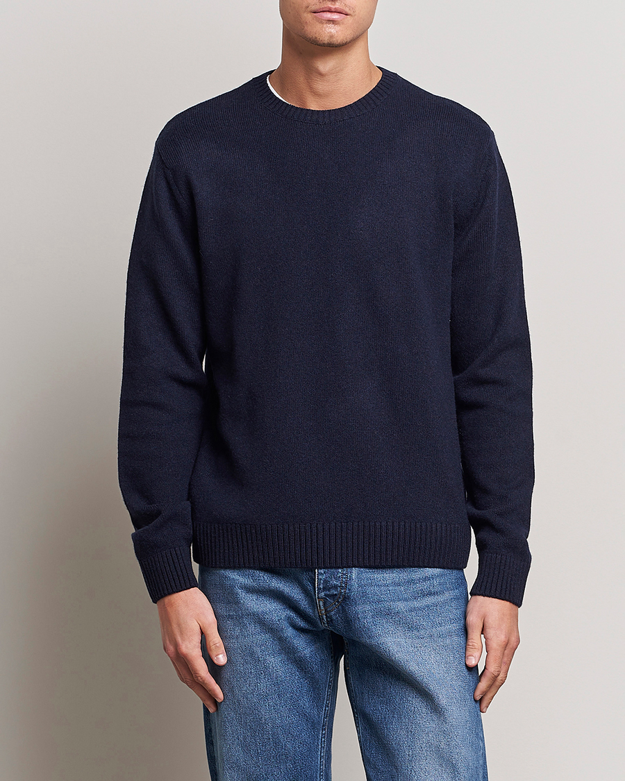 Herr | Stickade tröjor | Colorful Standard | Classic Merino Wool Crew Neck Navy Blue