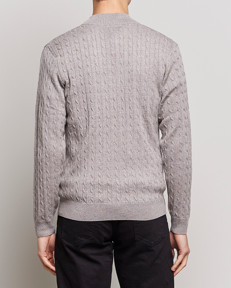 Herr | Tröjor | Stenströms | Merino Wool Cable Half Zip Beige