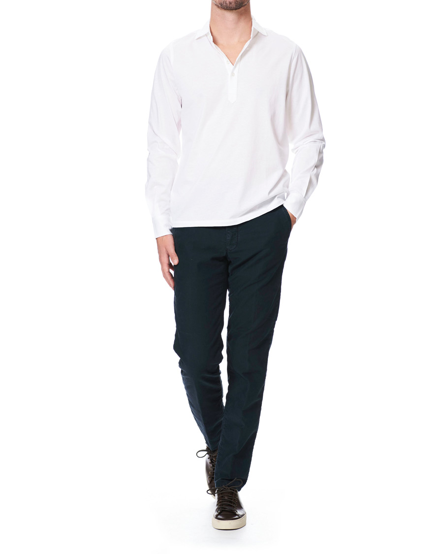 Herr | Skjortor | Stenströms | Cotton Popover Poloshirt White