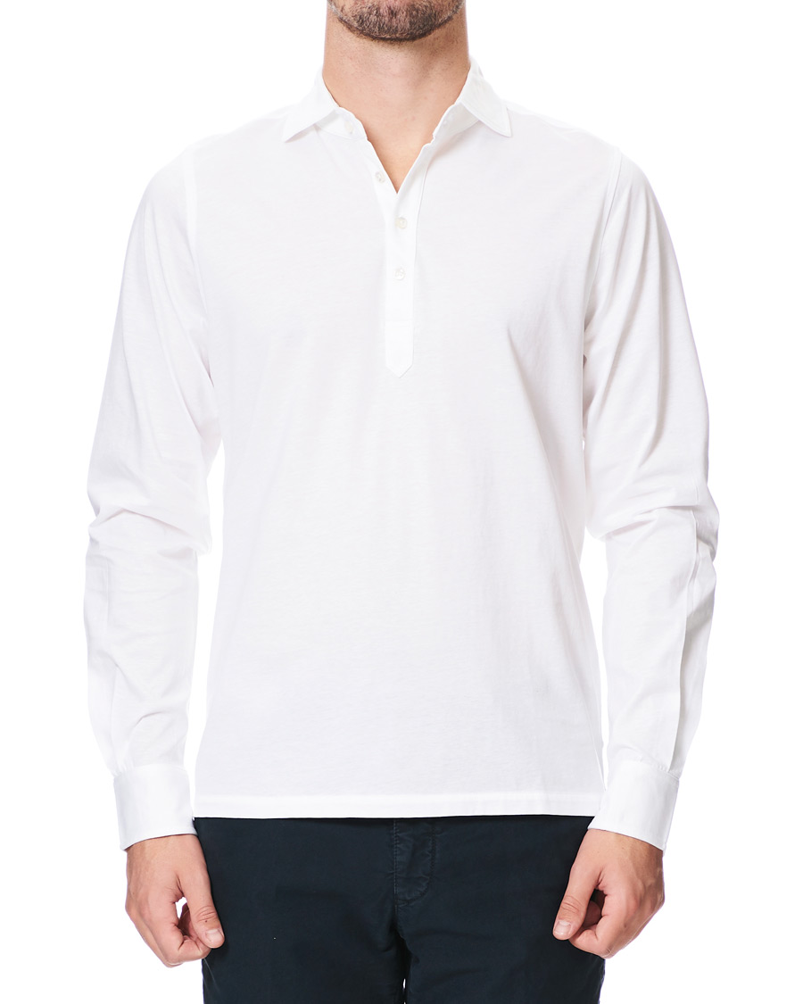 Herr | Skjortor | Stenströms | Cotton Popover Poloshirt White