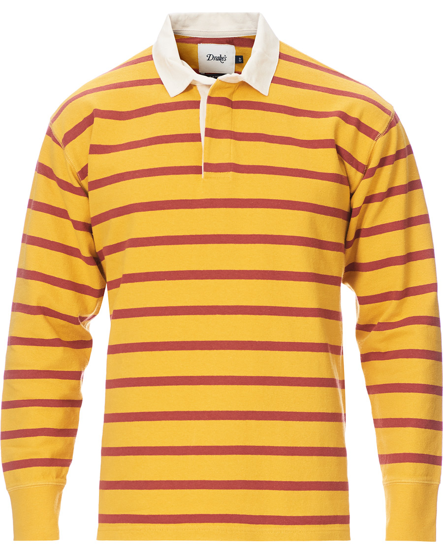 Herr | Tröjor | Drake's | Long Sleeve Rugby Strype Yellow/Red