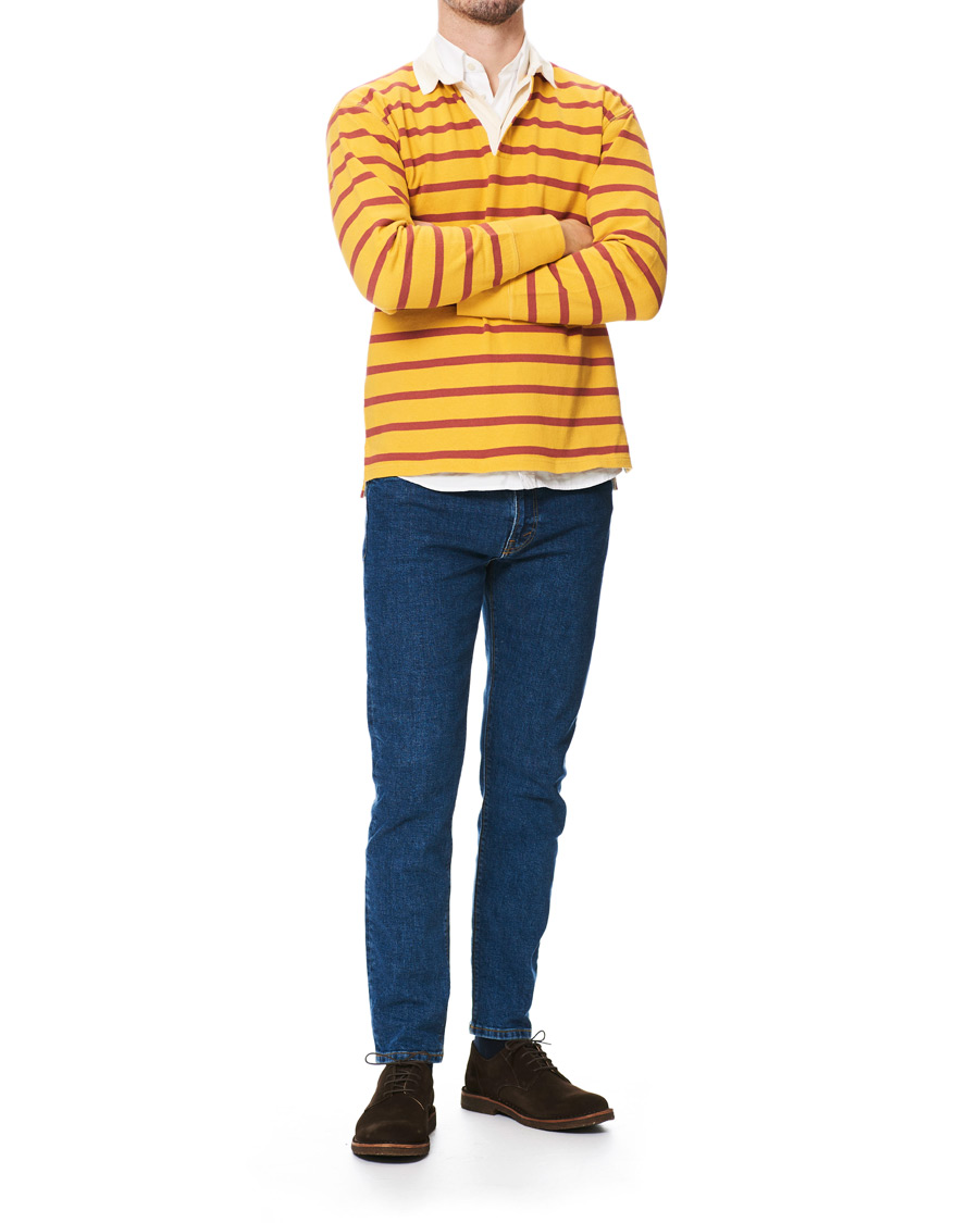 Herr | Tröjor | Drake's | Long Sleeve Rugby Strype Yellow/Red