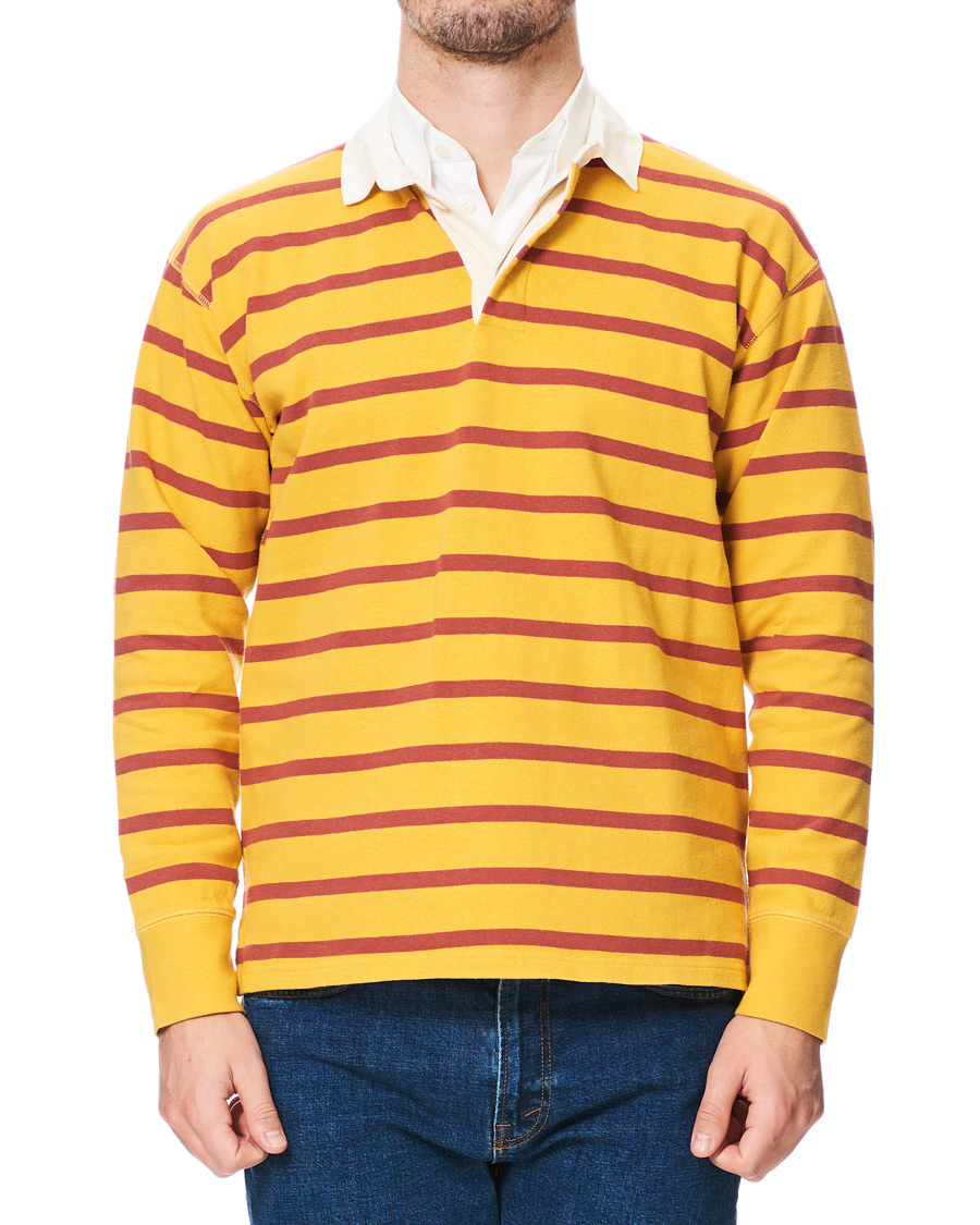 Herr | Tröjor | Drake's | Long Sleeve Rugby Strype Yellow/Red