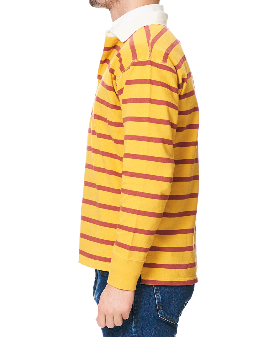 Herr | Tröjor | Drake's | Long Sleeve Rugby Strype Yellow/Red