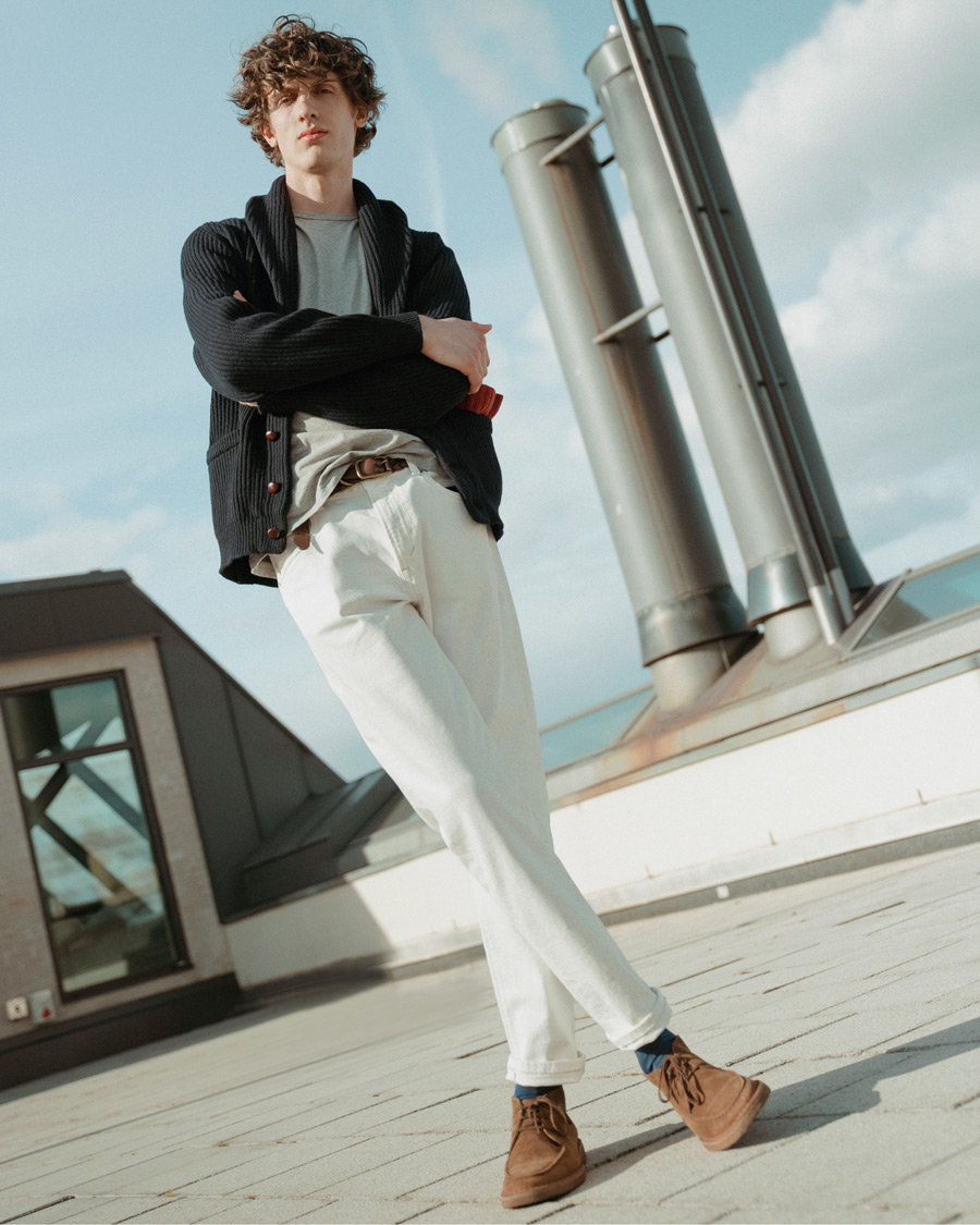 Herr | Tröjor | Drake's | Shawl Collar Rib Cardigan Navy