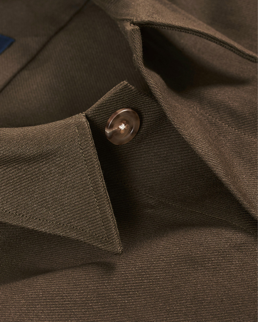 Herr | Skjortor | Drake's | Solid Twill Overshirt Olive