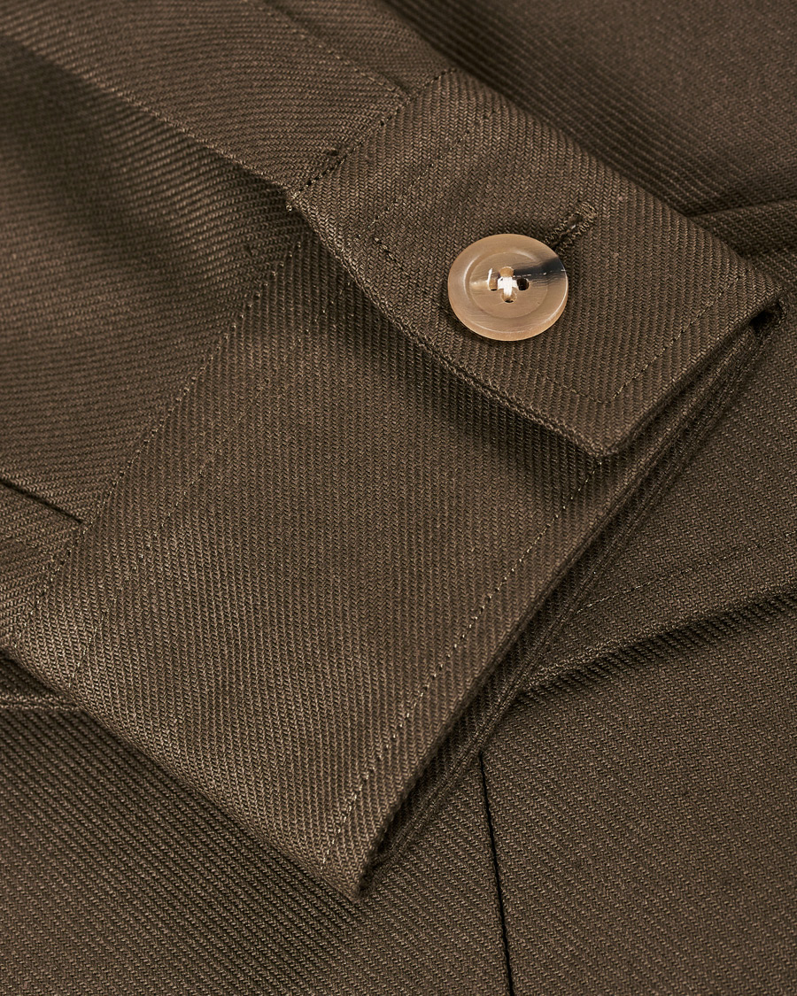 Herr | Skjortor | Drake's | Solid Twill Overshirt Olive