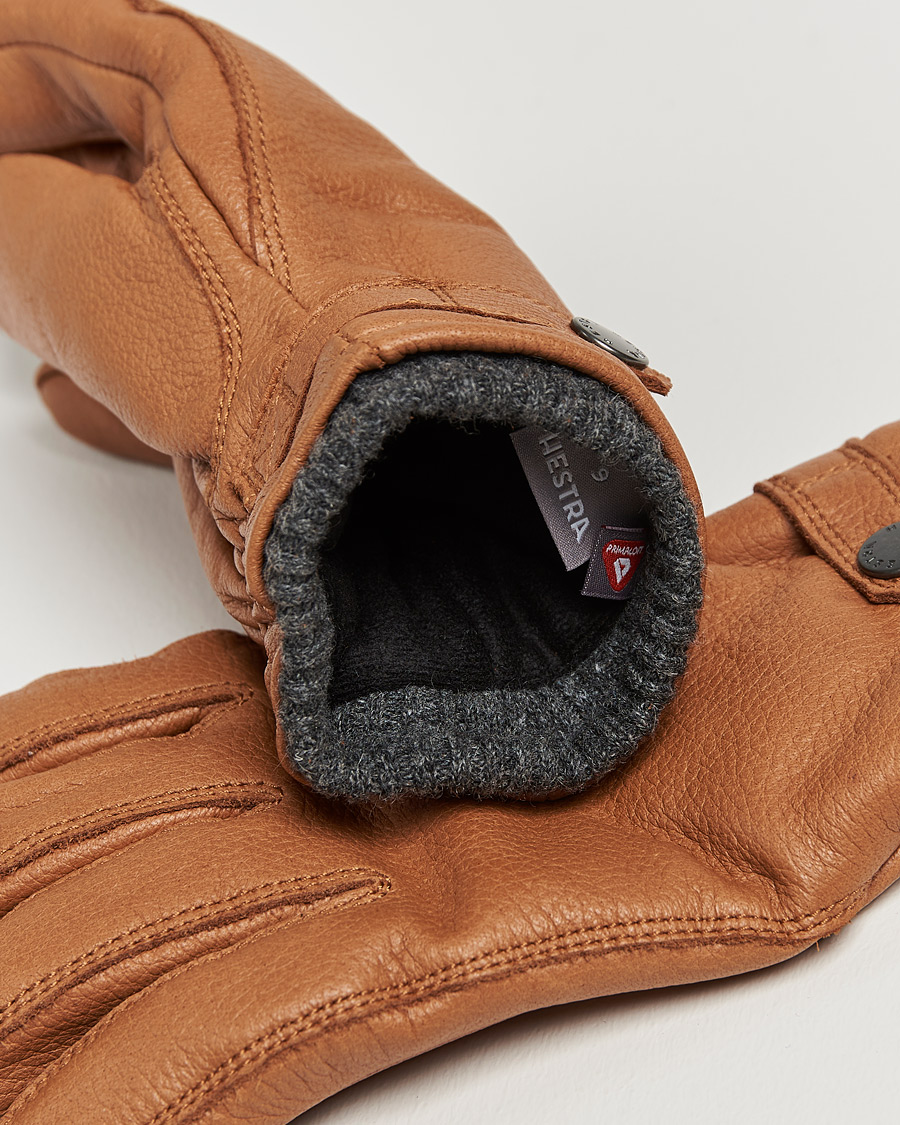 Herr | Handskar | Hestra | Utsjö Fleece Lined Buckle Elkskin Glove Cognac