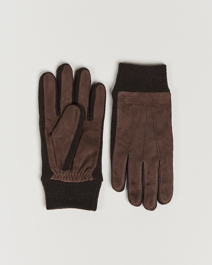 Herr |  | Hestra | Geoffery Suede Wool Tricot Glove Espresso