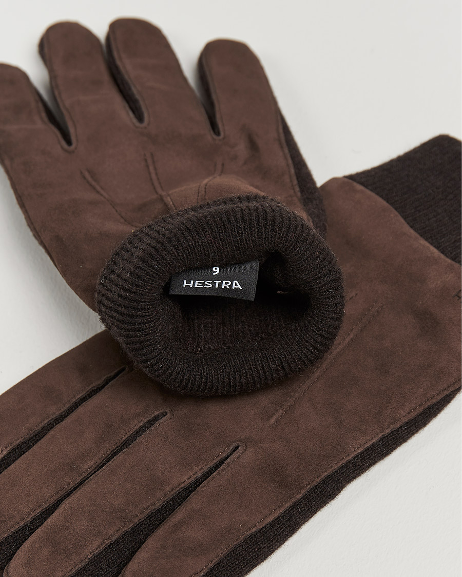 Herr | Handskar | Hestra | Geoffery Suede Wool Tricot Glove Espresso