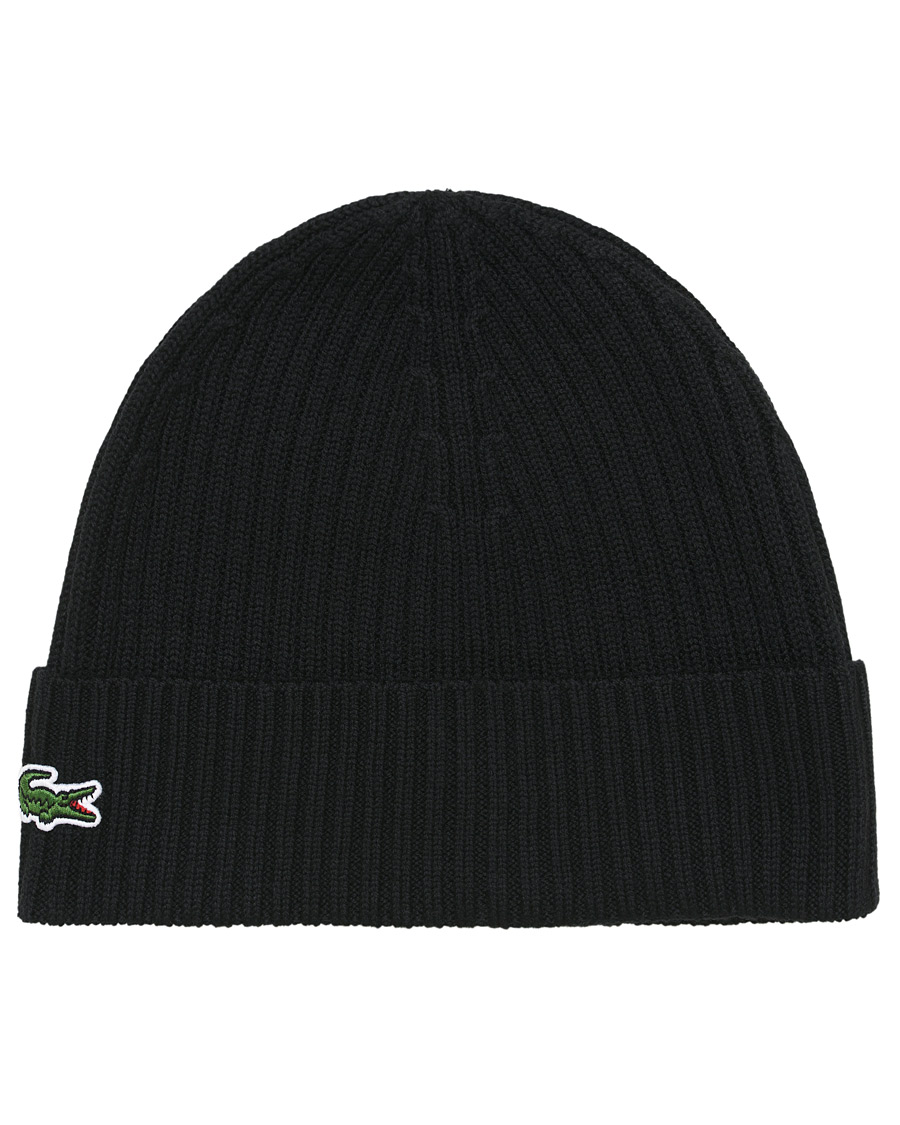 Herr | Lacoste Knitted Beanie Noir | Lacoste | Knitted Beanie Noir