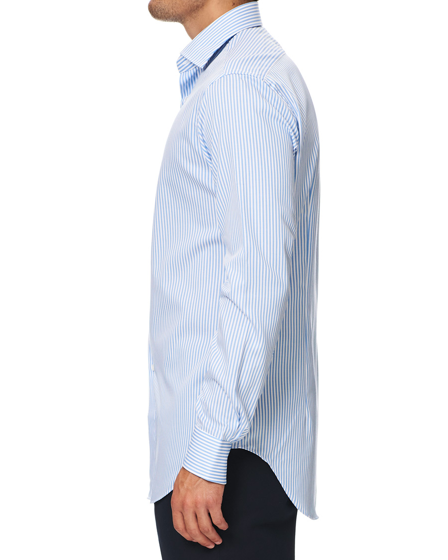 Herr | Skjortor | Kamakura Shirts | Slim Fit Striped Travel Shirt Blue/White
