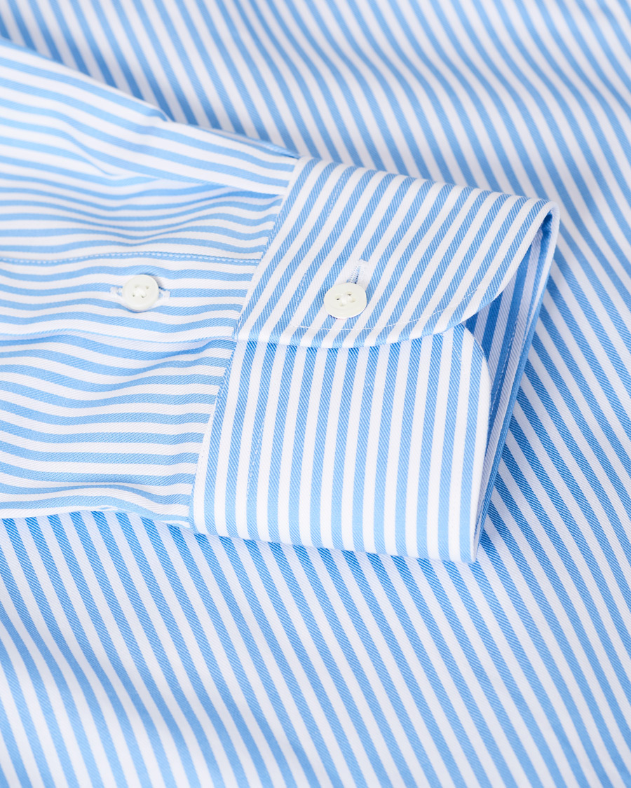 Herr | Skjortor | Kamakura Shirts | Slim Fit Striped Travel Shirt Blue/White