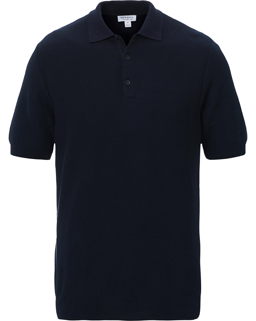 Herr | Pikéer | Sunspel | Fine Texture Polo Navy