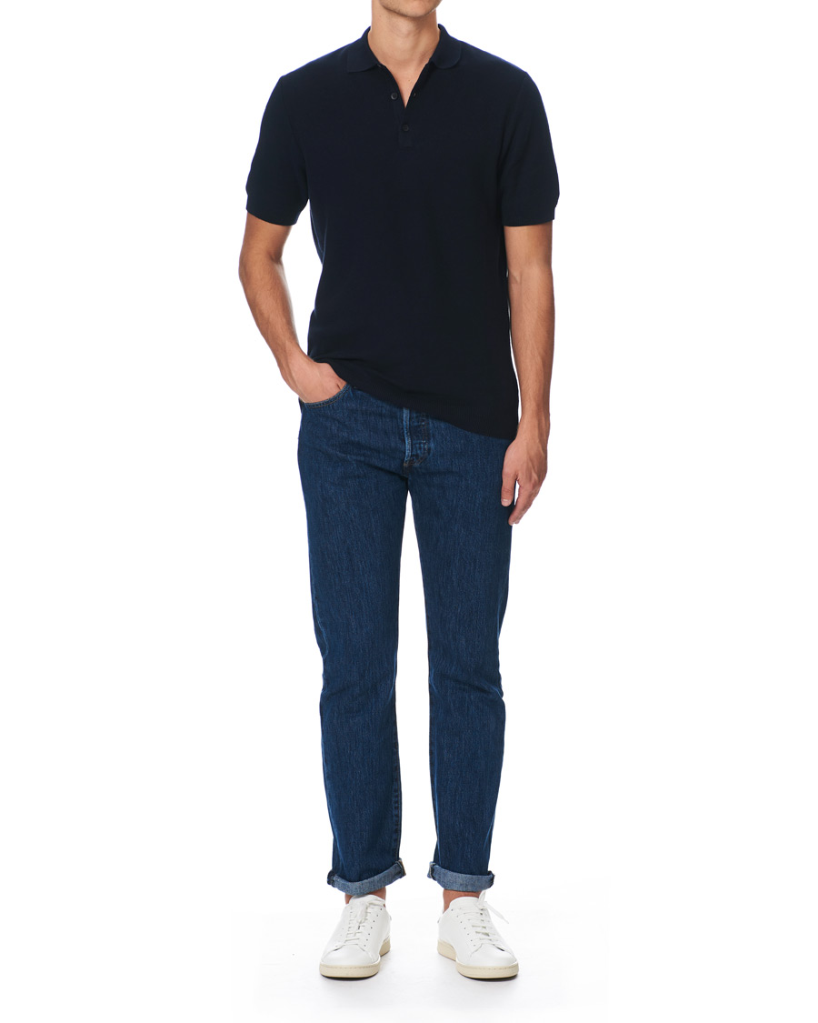 Herr | Pikéer | Sunspel | Fine Texture Polo Navy