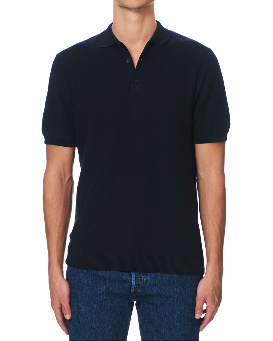 Herr | Pikéer | Sunspel | Fine Texture Polo Navy