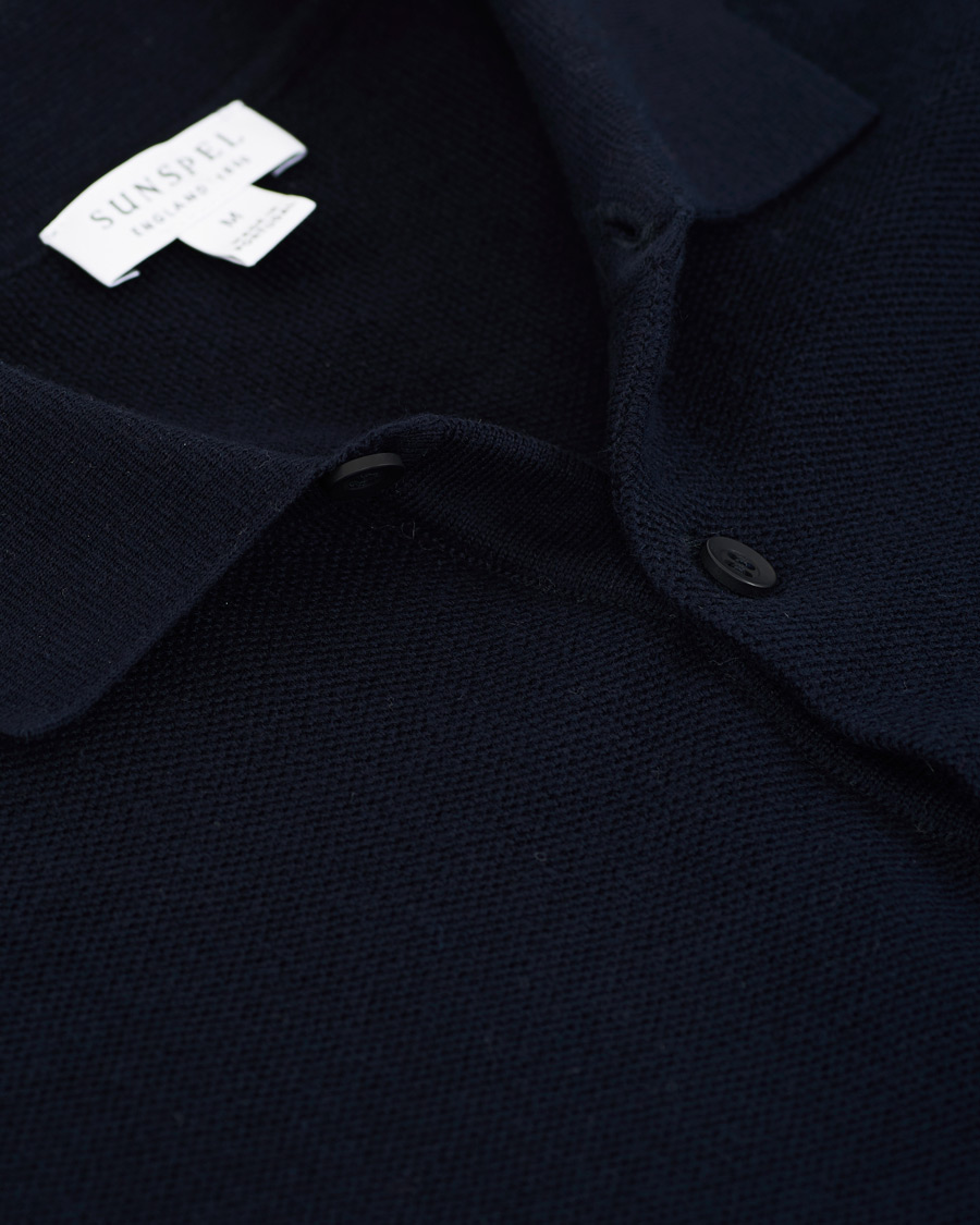 Herr | Pikéer | Sunspel | Fine Texture Polo Navy