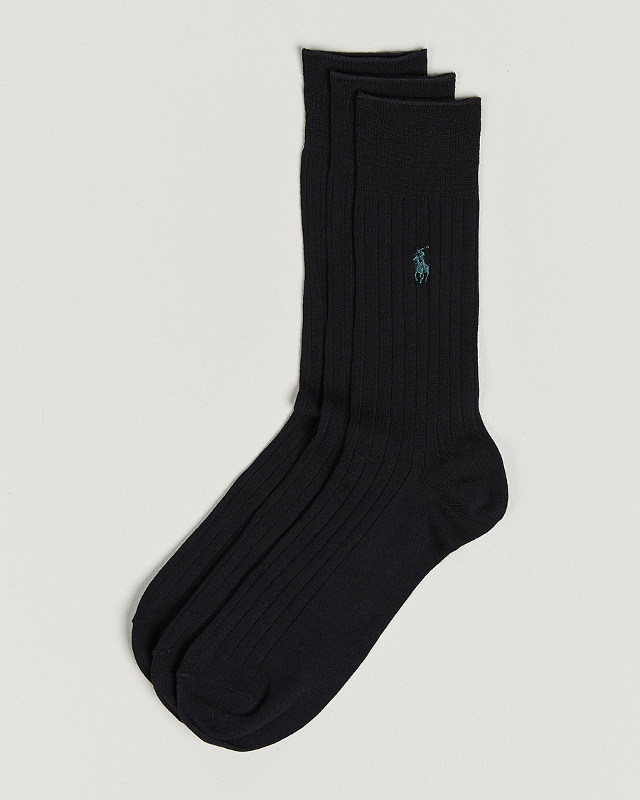 Herr | Underkläder | Polo Ralph Lauren | 3-Pack Egyptian Rib Crew Socks Black