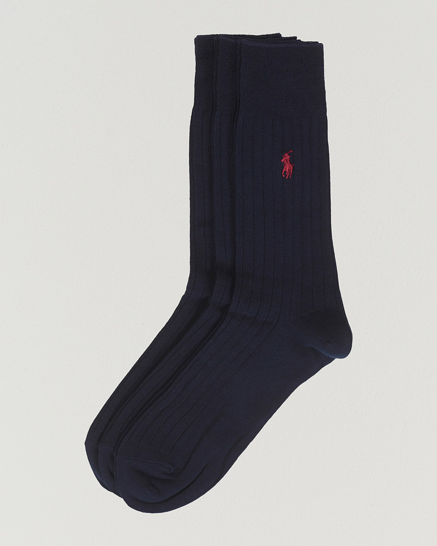 Herr | Strumpor | Polo Ralph Lauren | 3-Pack Egyptian Cotton Ribbed Socks Navy