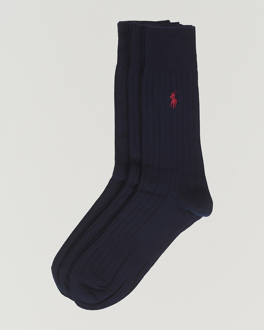 Herr | Underkläder | Polo Ralph Lauren | 3-Pack Egyptian Rib Crew Socks Navy