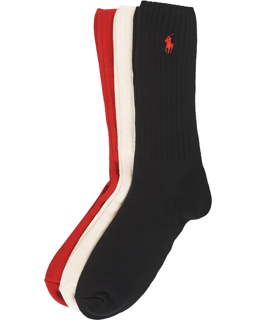 Herr | Underkläder | Polo Ralph Lauren | 3-Pack Gift Box Ribbed Socks Red/Cream/Black