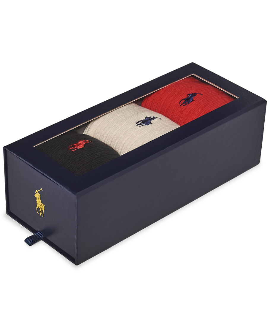 Herr | Underkläder | Polo Ralph Lauren | 3-Pack Gift Box Ribbed Socks Red/Cream/Black