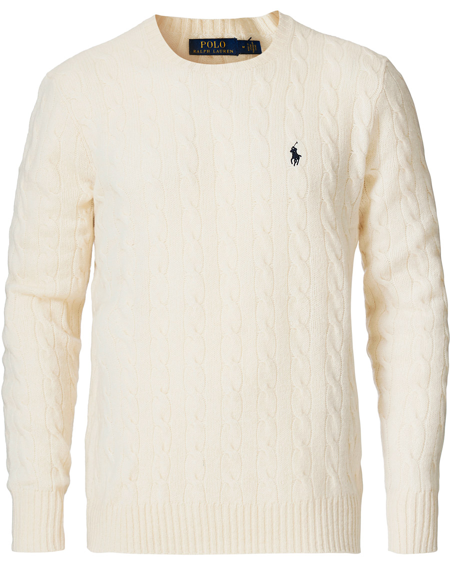 Herr | Tröjor | Polo Ralph Lauren | Wool/Cashmere Cable Sweater Cream