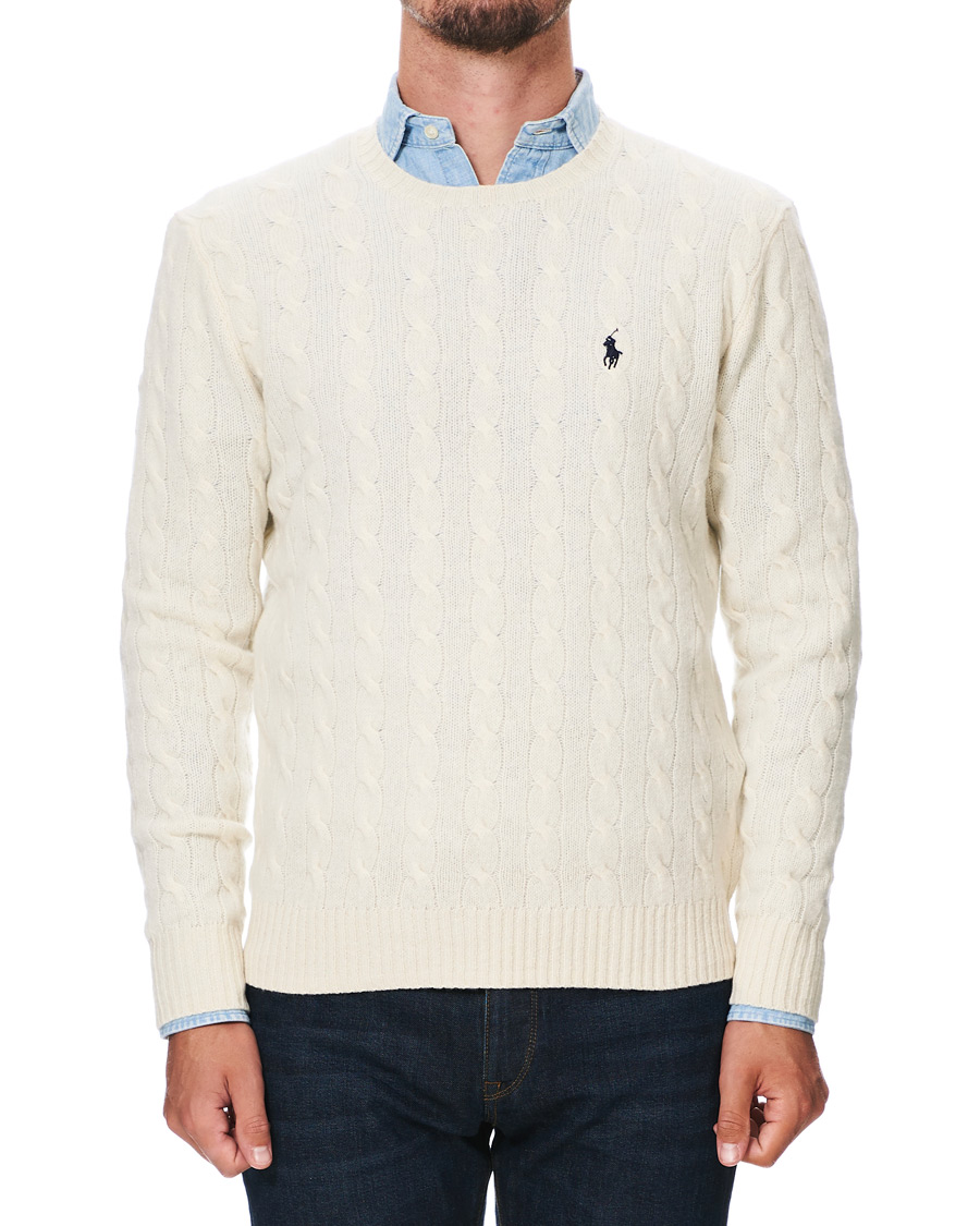 Herr | Tröjor | Polo Ralph Lauren | Wool/Cashmere Cable Sweater Cream