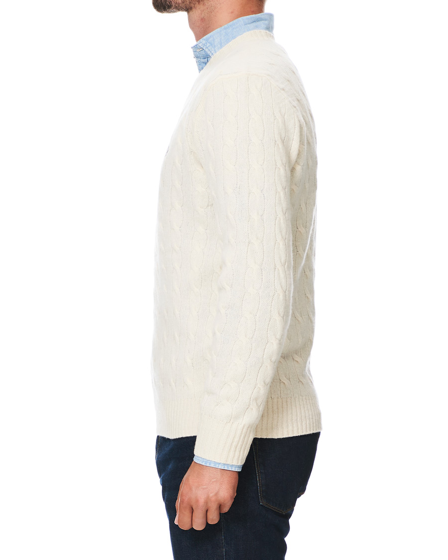 Herr | Tröjor | Polo Ralph Lauren | Wool/Cashmere Cable Sweater Cream