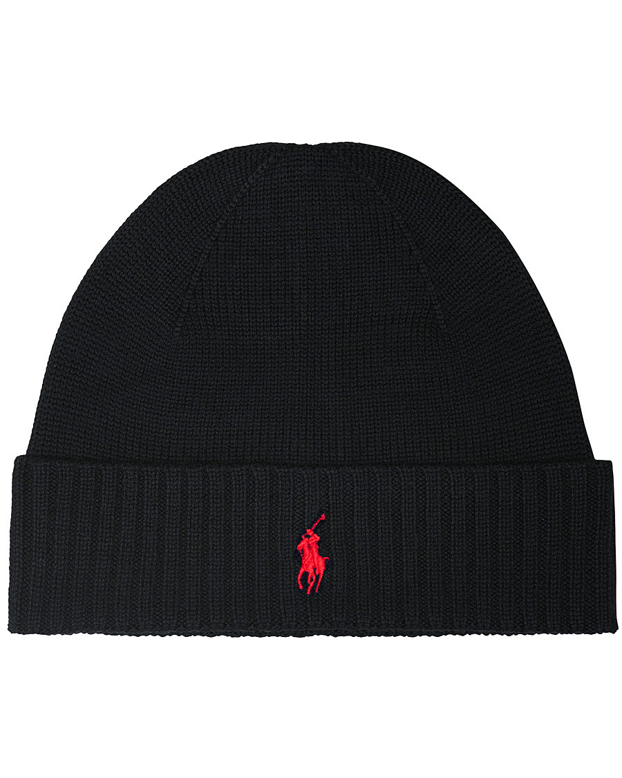 Herr | Polo Ralph Lauren Merino Wool Beanie Polo Black | Polo Ralph Lauren | Merino Wool Beanie Polo Black