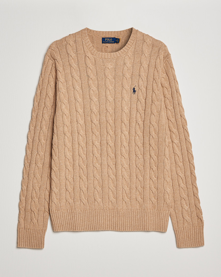 Herr | Tröjor | Polo Ralph Lauren | Cotton Cable Pullover Camel Melange