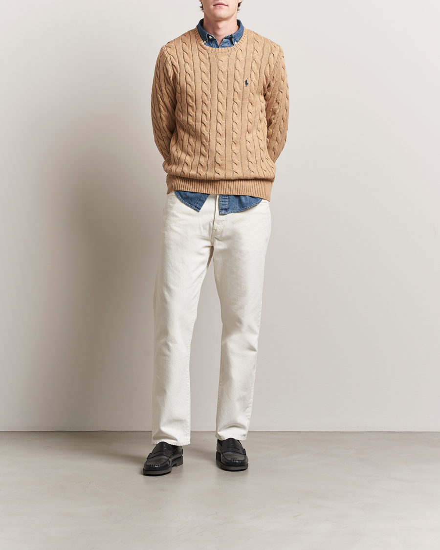 Herr | Tröjor | Polo Ralph Lauren | Cotton Cable Pullover Camel Melange