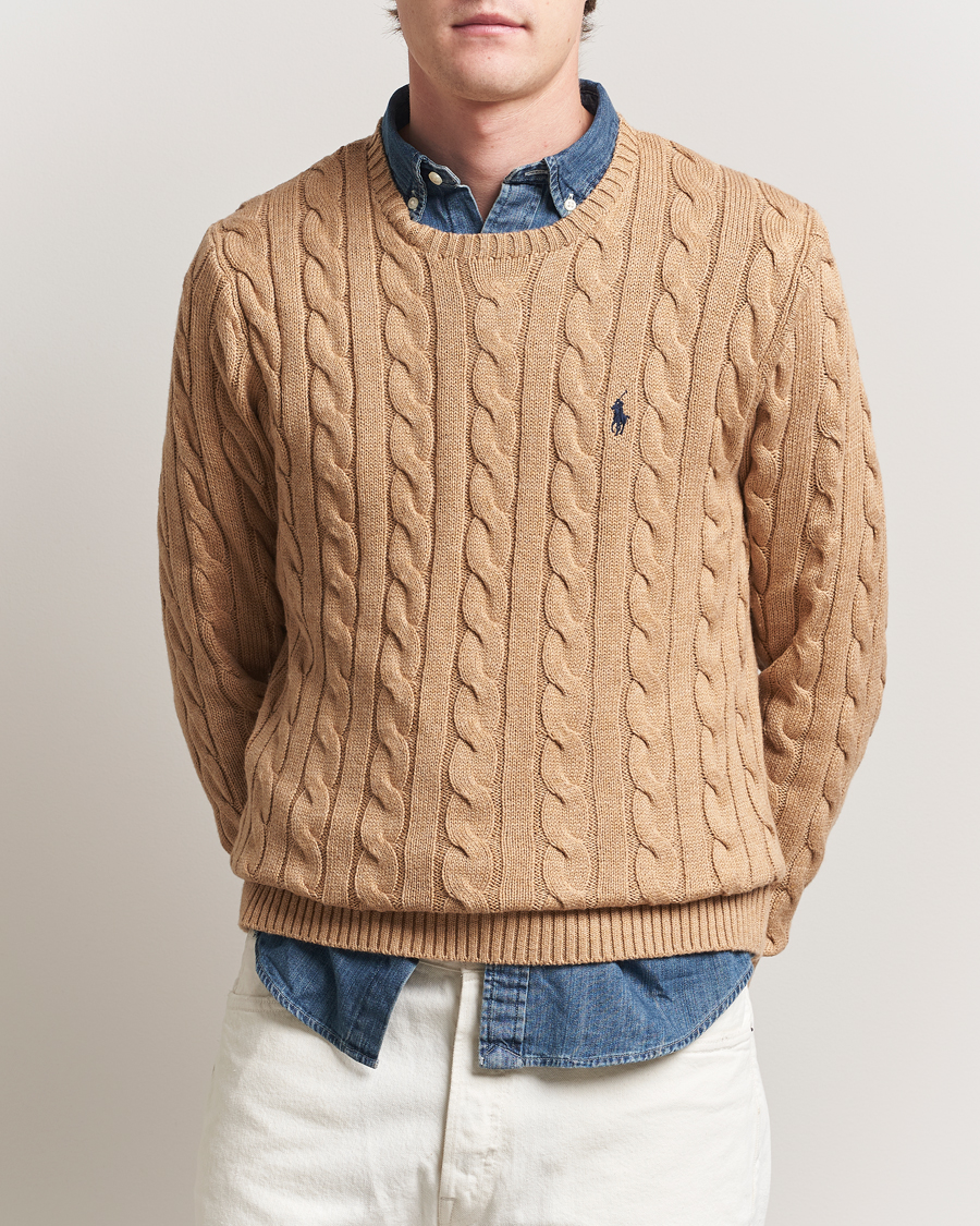 Herr | Tröjor | Polo Ralph Lauren | Cotton Cable Pullover Camel Melange
