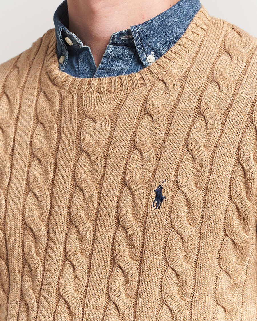 Herr | Tröjor | Polo Ralph Lauren | Cotton Cable Pullover Camel Melange