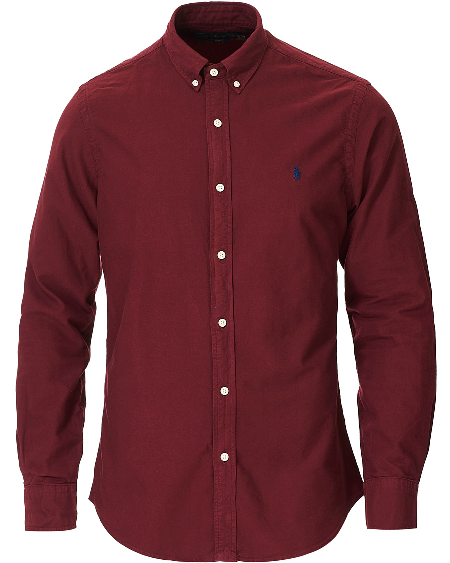 Herr | Skjortor | Polo Ralph Lauren | Slim Fit Garment Dyed Oxford Shirt Wine