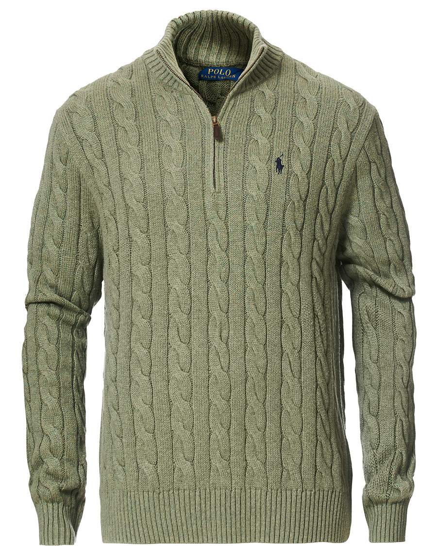 Herr | Tröjor | Polo Ralph Lauren | Cotton Cable Half Zip Green