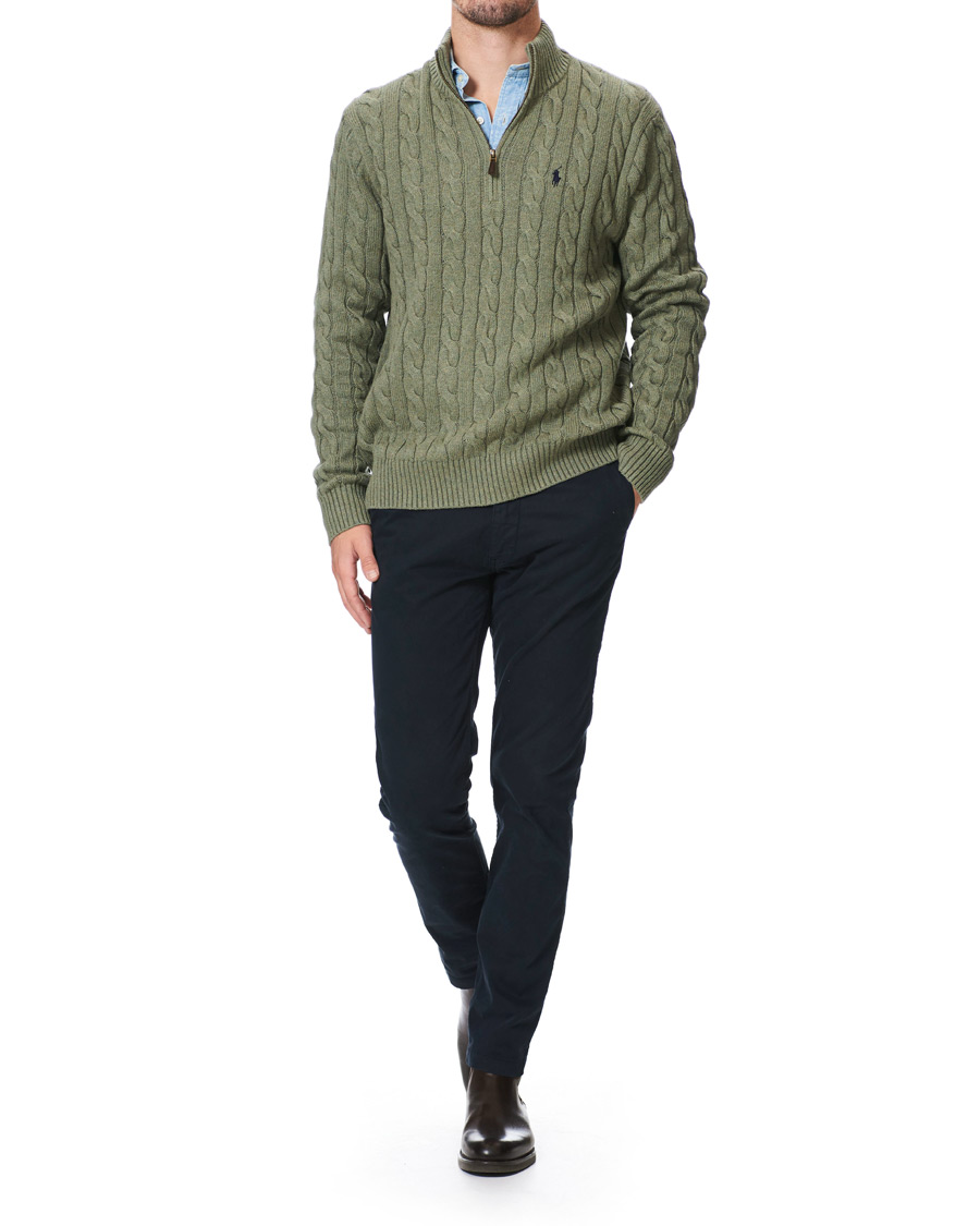 Herr | Tröjor | Polo Ralph Lauren | Cotton Cable Half Zip Green
