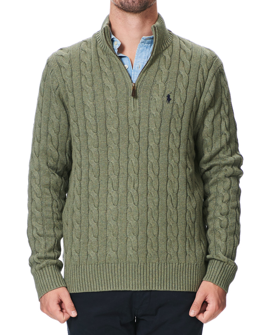 Herr | Tröjor | Polo Ralph Lauren | Cotton Cable Half Zip Green