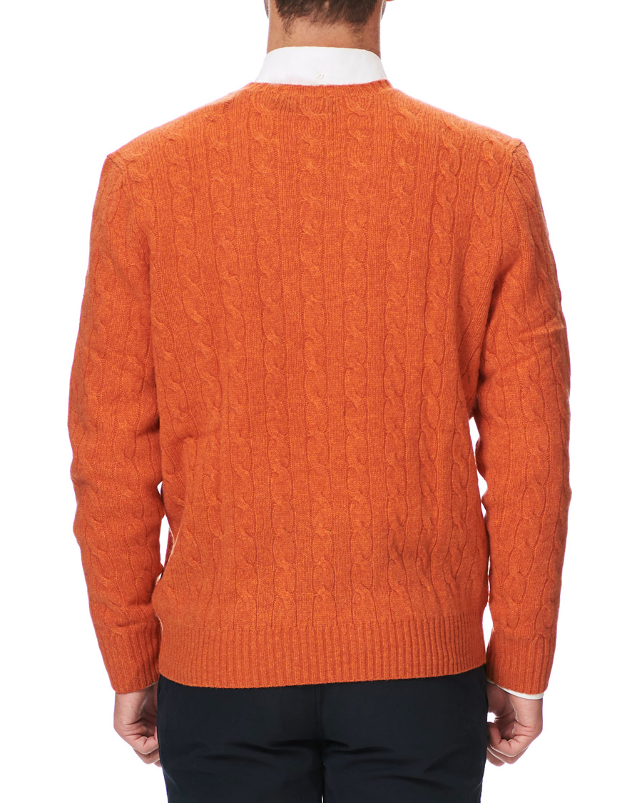Herr | Tröjor | Polo Ralph Lauren | Wool/Cashmere Cable Crew Neck Pullover Orange Heather