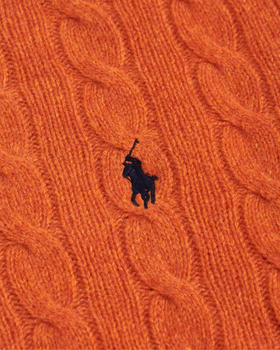 Herr | Tröjor | Polo Ralph Lauren | Wool/Cashmere Cable Crew Neck Pullover Orange Heather