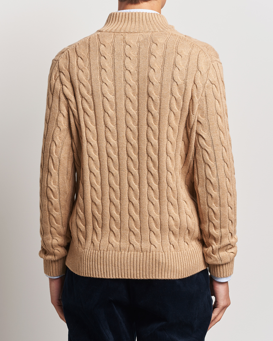 Herr | Tröjor | Polo Ralph Lauren | Cotton Cable Half Zip Camel Melange