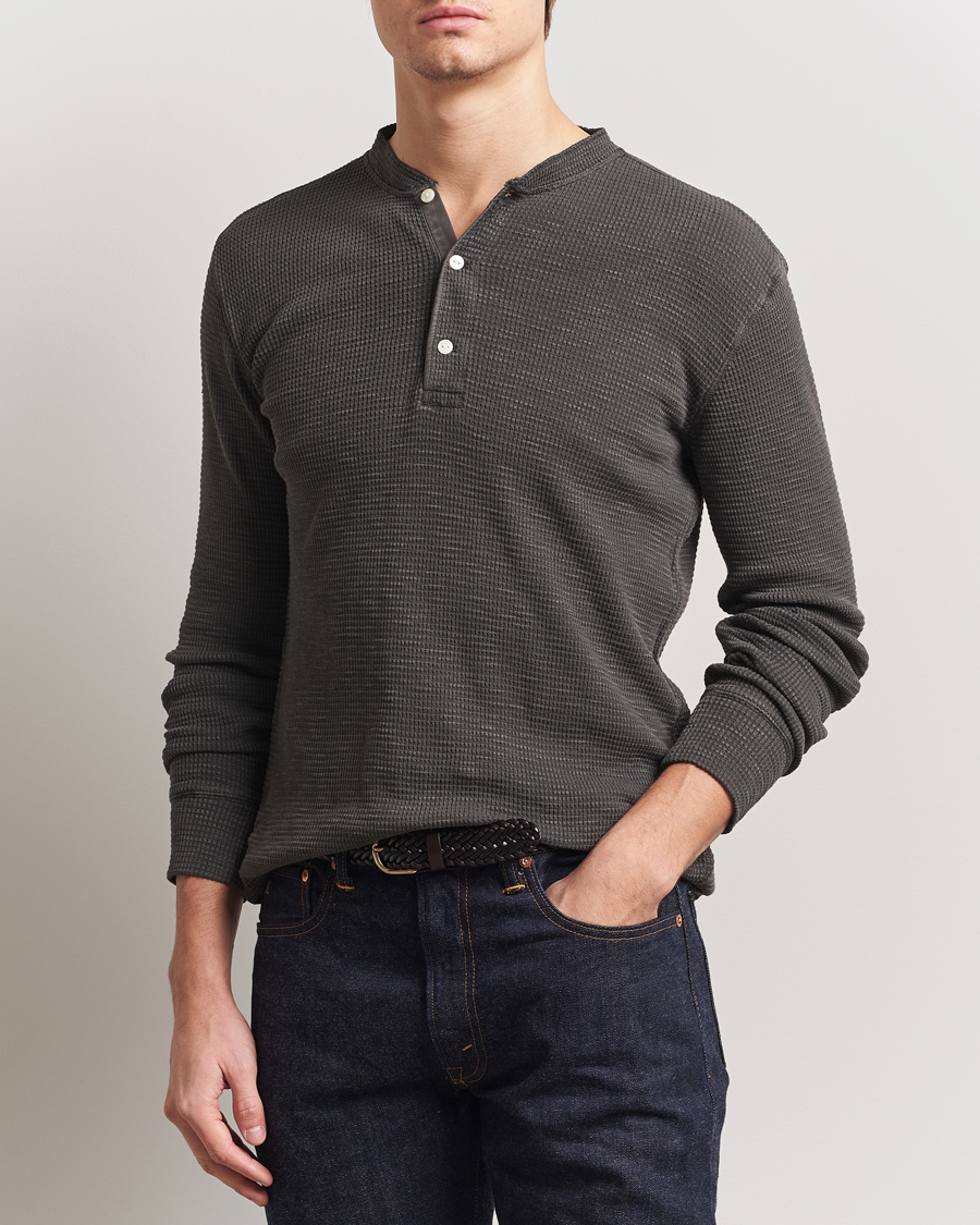 Herr | Tröjor | RRL | Long Sleeve Henley Faded Black